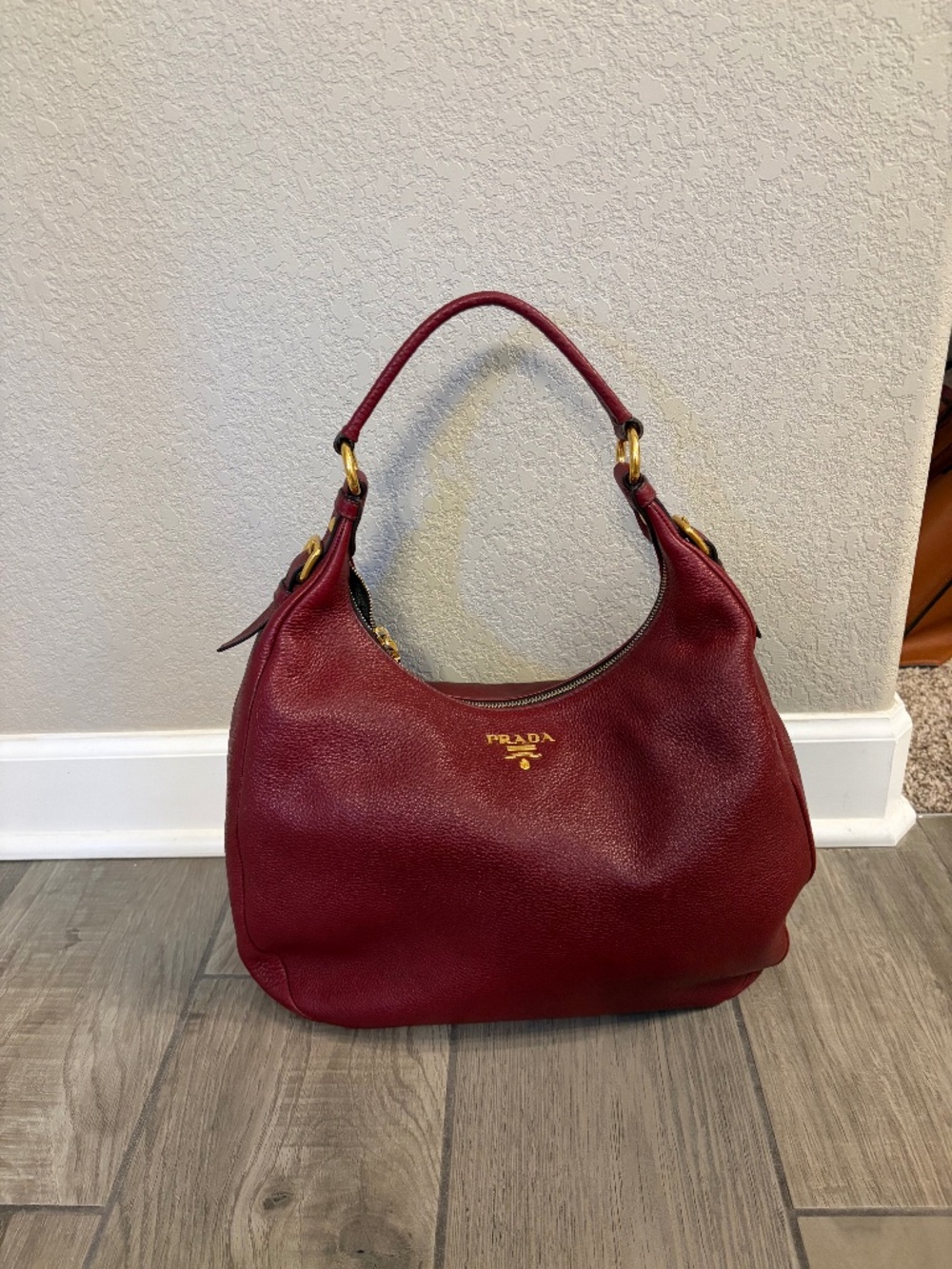 Prada Vitello Daino Hobo Handbag in Amaranto *PRISTINE*